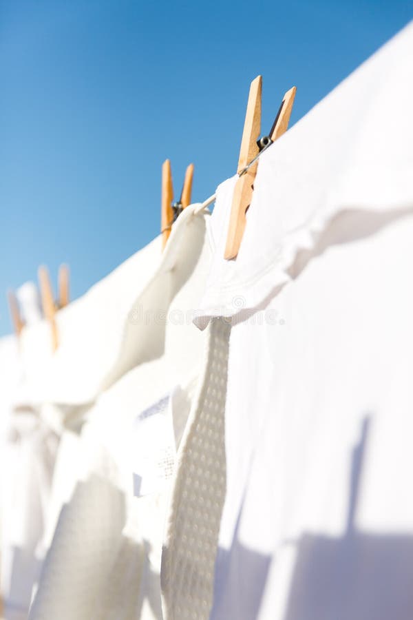 White Clothes Hung Out To Dry in the Bright Warm Sun Stock Photo ...