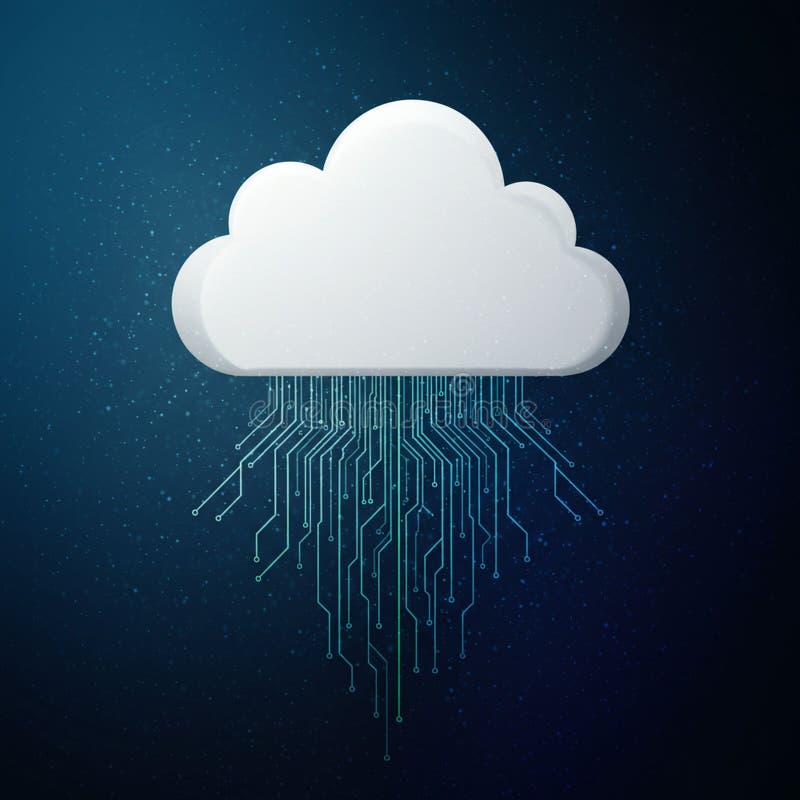 A white cloud is depicted against a dark blue background, symbolizing cloud royalty free illustration