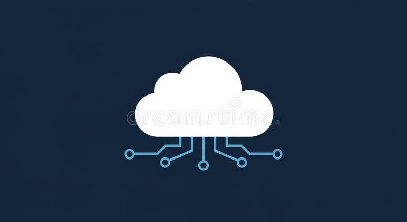 White cloud icon on a dark blue background, symbolizing cloud computing. The cloud royalty free illustration