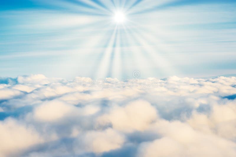 White Clouds on Blue Sky with Sun Rays Stock Image Image of freedom