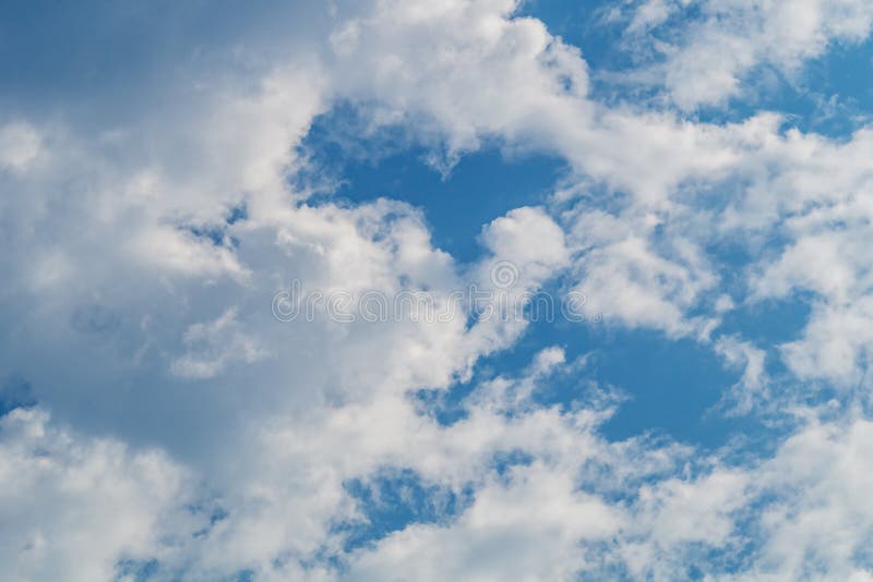 White Clouds almost Completely Covered the Blue of the Clear Sky