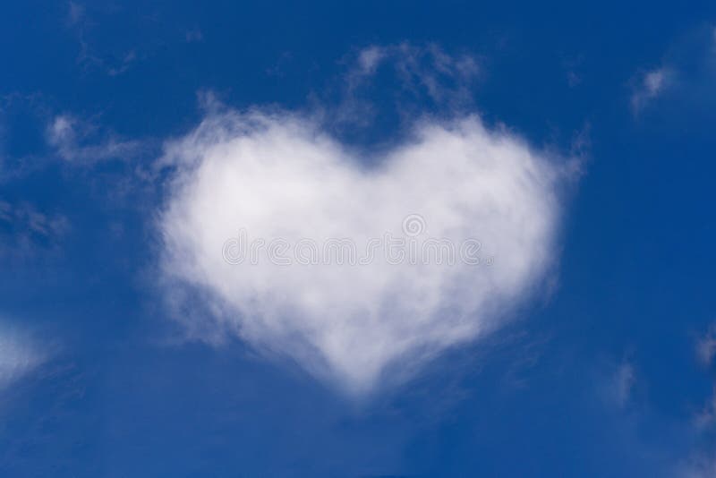 White clouds in the shape of heart on a blue sky.