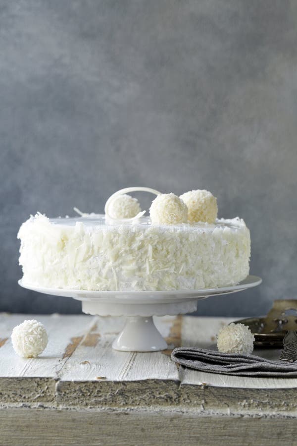 White coconut cake stock photo. Image of bake, coconut 127660290
