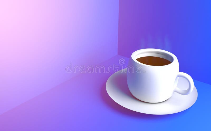 White Coffee Cup on the Blue Background Stock Illustration
