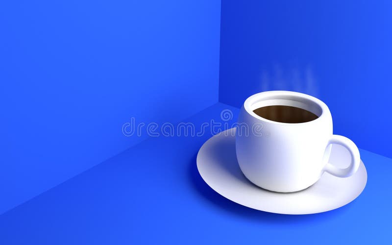 White Coffee Cup on the Blue Background Stock Illustration
