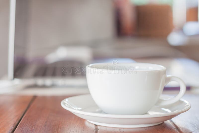 White Coffee Cup on Work Station Stock Photo Image of closeup, drink