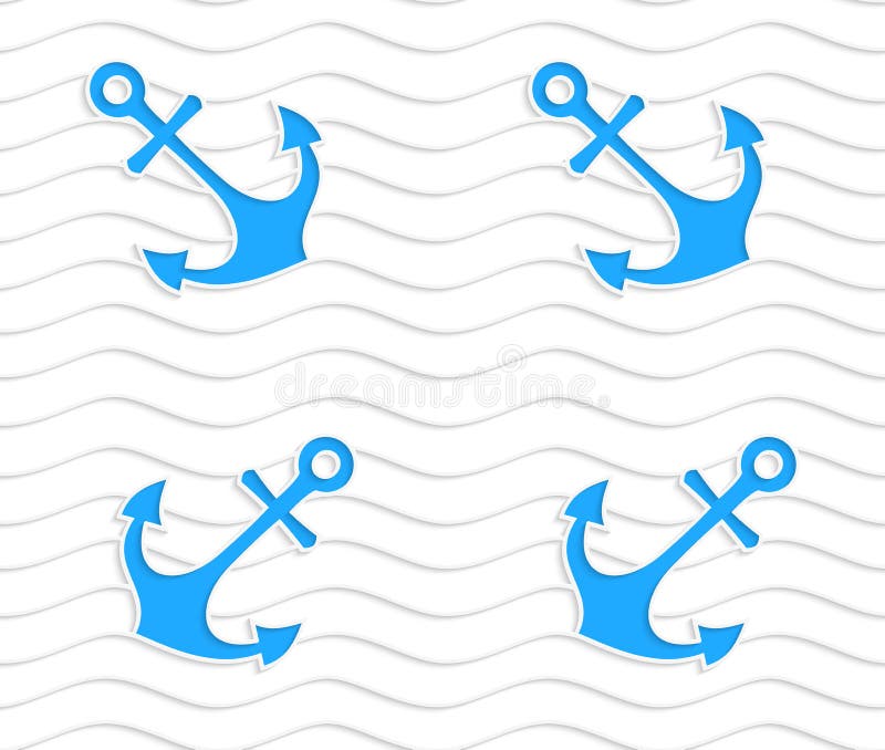 White colored paper blue anchors