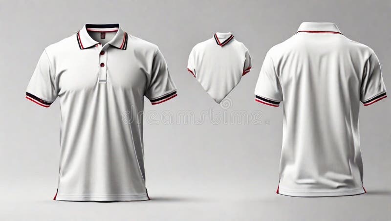 White Colour Paneled Polo Shirt Mock Up Template, Front Back and Side ...