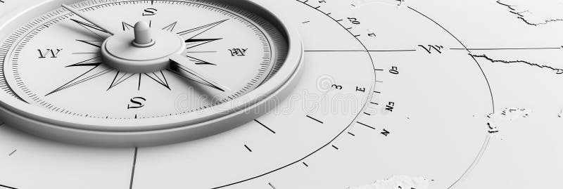 A white compass with clear lines and numbers on a white background, perfect for navigation apps and travel services royalty free stock images