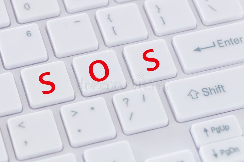 White computer keyboard with red keys arranged in the words `SOS. White computer keyboard with red keys arranged in the words `SOS` concept stock image White computer keyboard with red keys arranged in the words `SOS. White computer keyboard with red keys arranged in the words `SOS` concept stock image