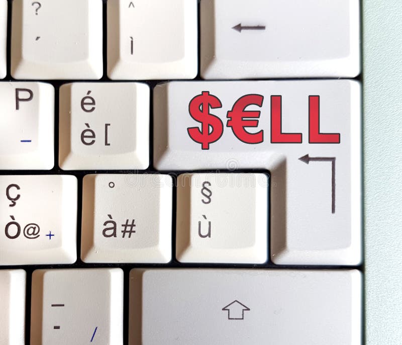 White computer keyboard with the word you are looking for: sell. Keyboard sell stock images, royalty-free photos and pictures
