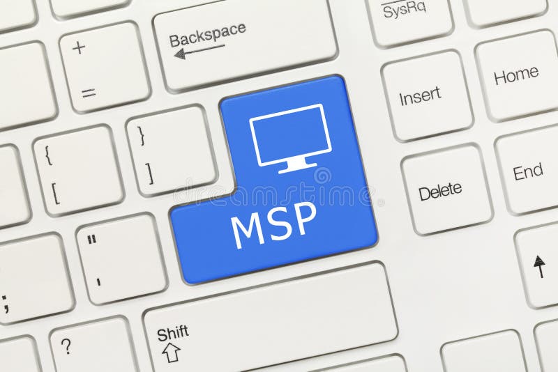 White conceptual keyboard - MSP blue key
