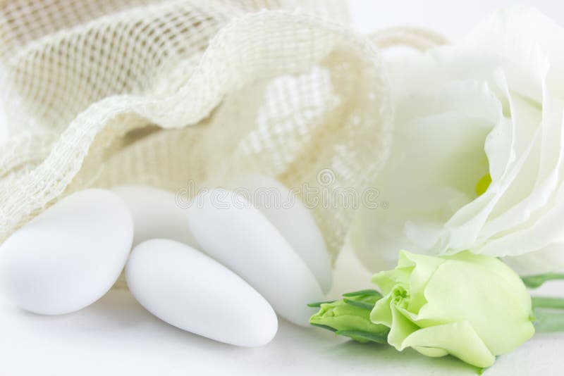 White Confetti Stuffed with Almonds Stock Image Image of happiness