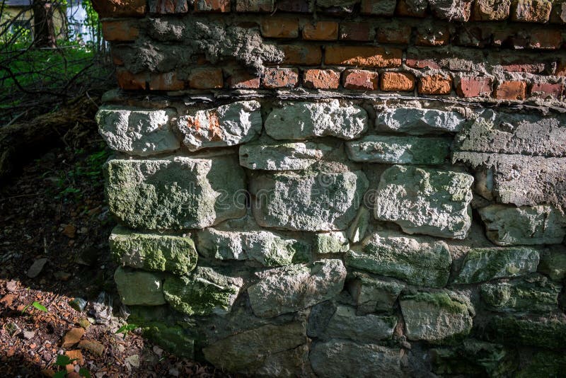 White Construction Limestone in the Form of Blocks in the Foundation