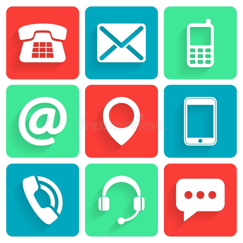 White Contact Icons With Shadows royalty free illustration