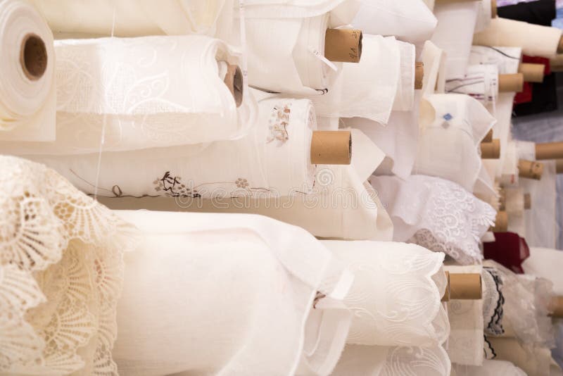 White Cotton Fabrics in Rolls Stock Image Image of fiber, fashion