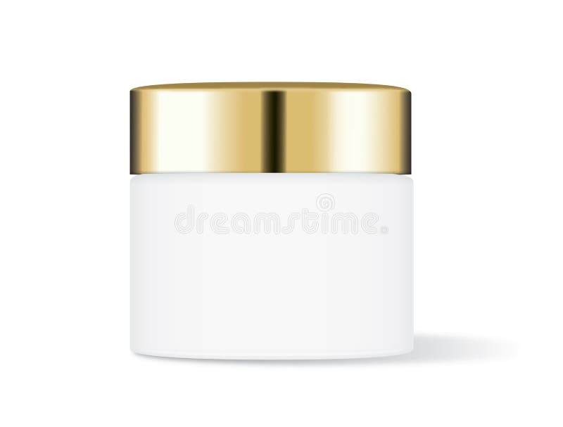White Cream Jar with Gold Cap Stock Vector Illustration of blank
