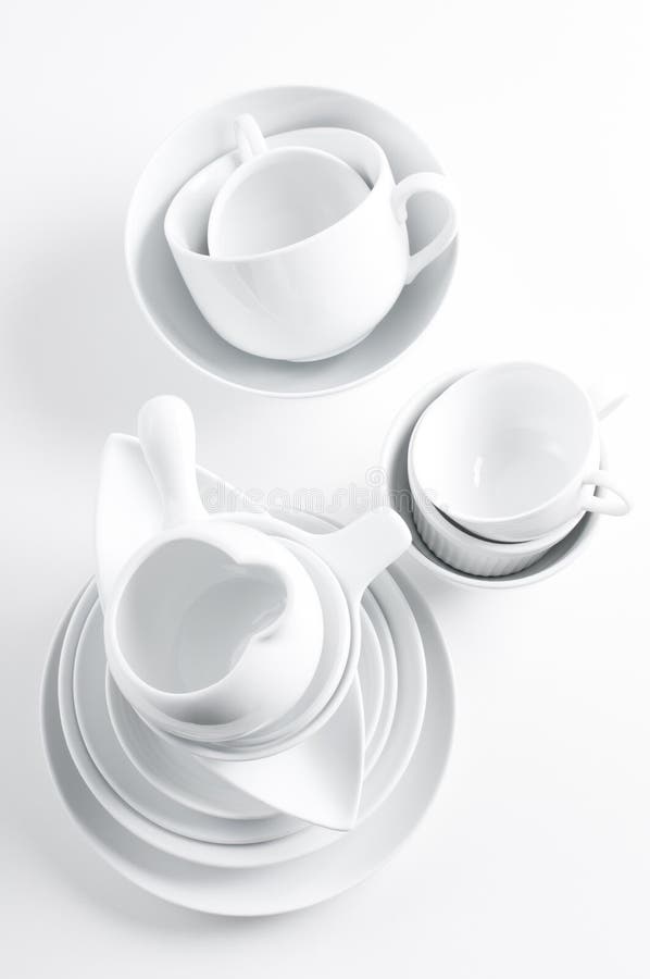 White Crockery and Kitchen Utensils Stock Image Image of plates