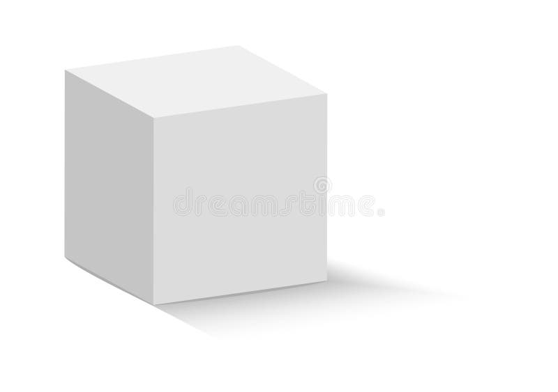 White Cube. 3D Abstract Box with Shadow. Geometric Paper Square Empty