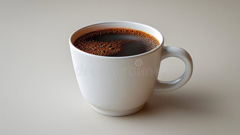 A white cup of black coffee filled with aroma, caffeine, and the essence of espresso in a minimalist style stock images