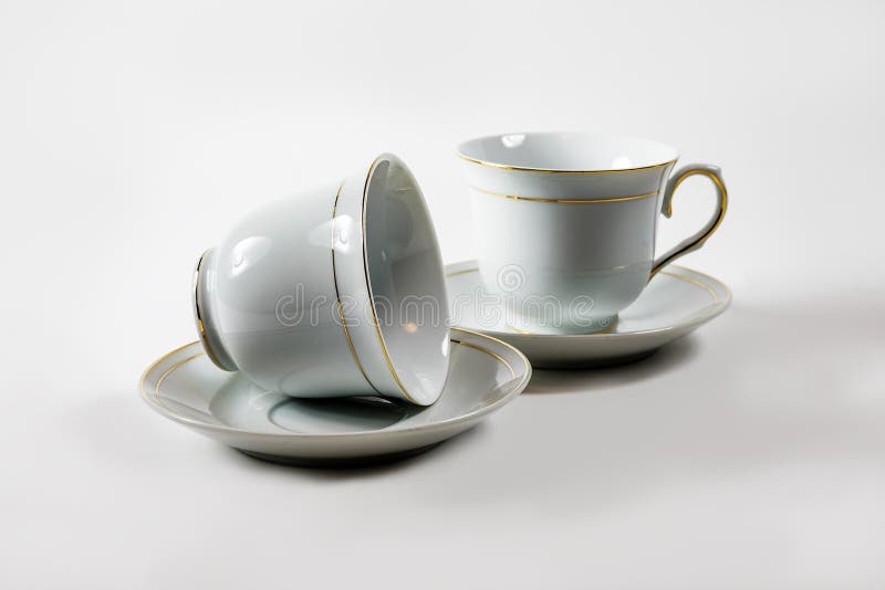 White Cup and coffee saucer. Coffee set. Cup of tea.