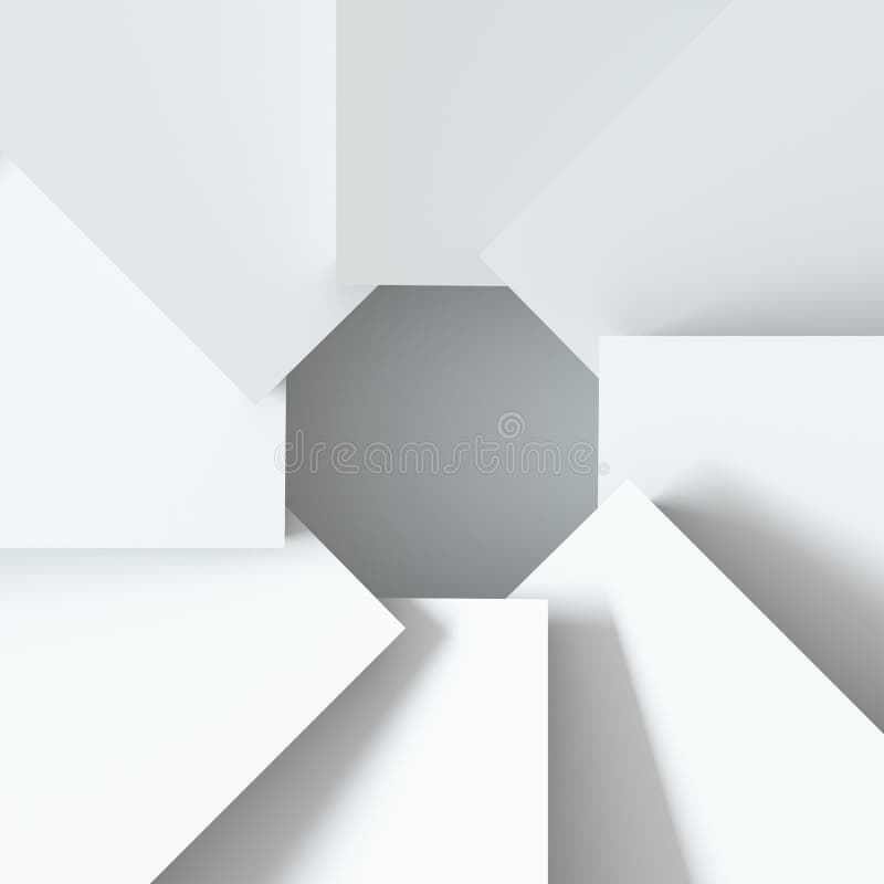 White 3d Geometric Background with Center. Stock Illustration ...