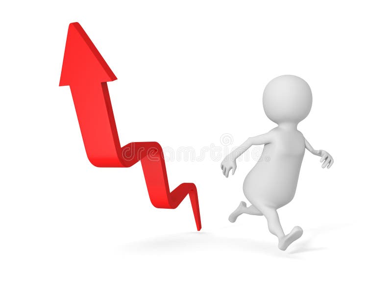 White 3d Man Running Arrow Way Forward. Success Concept Stock ...