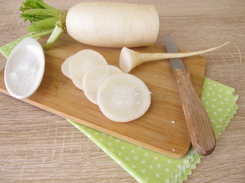Daikon radish with salt stock image. Image of beer, winter 111627145