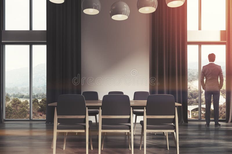 white dining room black curtains