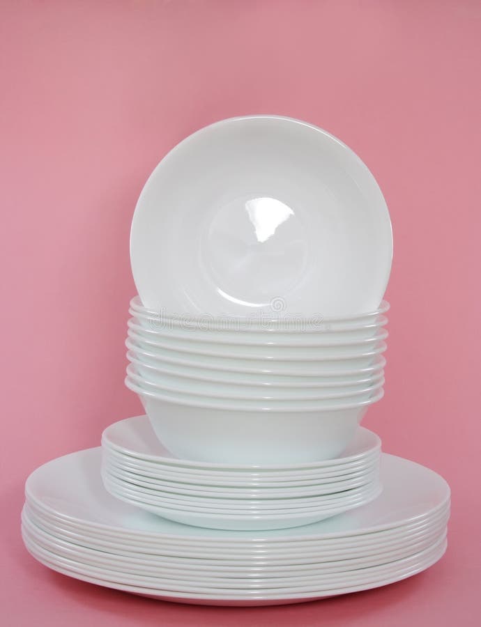 Stack of White Dishes stock image. Image of ceramic, dine 5700701