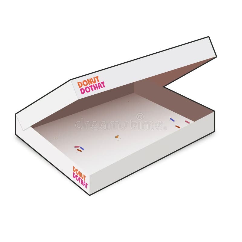 White donut box stock image. Image of writing, circle 240336029
