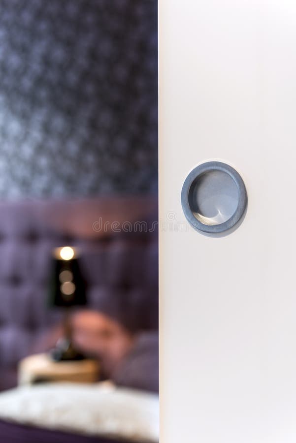White door interior detail with round handle royalty free stock photos