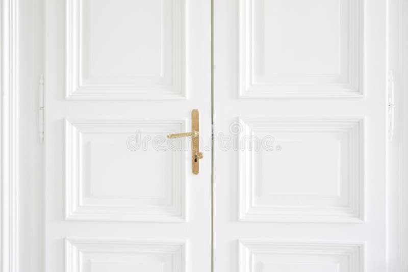 White Doors With Golden Handle Inside Stock Photo Image 34105320