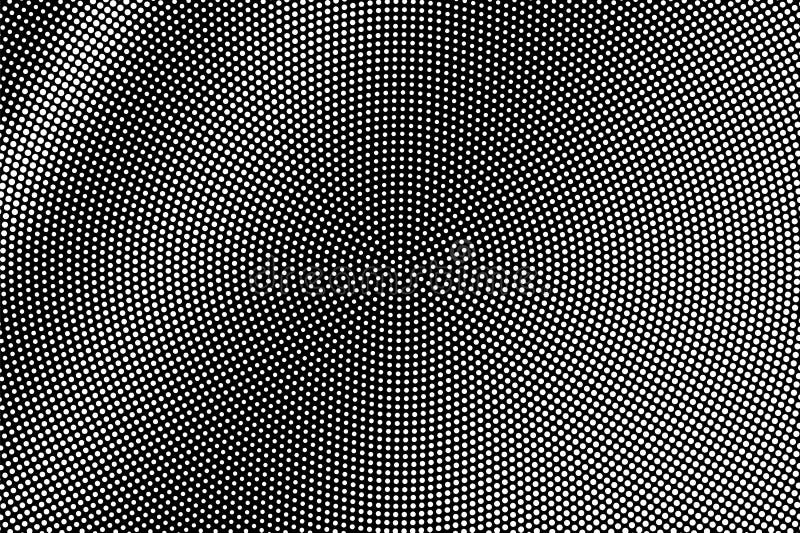 White Dots on Black Background. Frequent Centered Halftone Vector