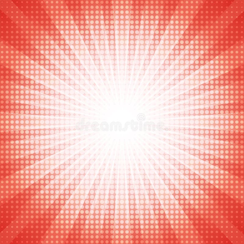 White dots halftone with red abstract star burst abstract background concept