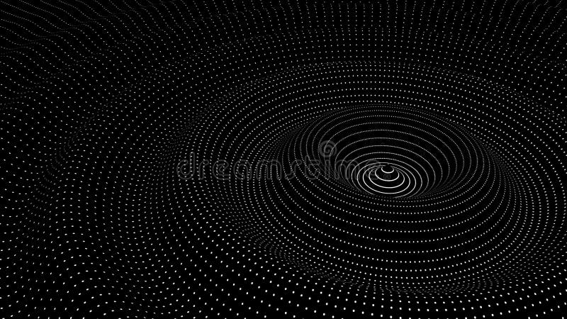 White dots pattern drop waves on black background 3d illustration. 4K video