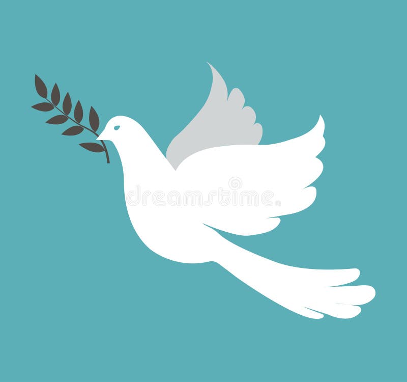 White dove on blue background vector illustration