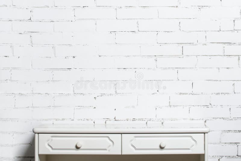White Dresser On The White Brick Wall Stock Photo Image Of Brick