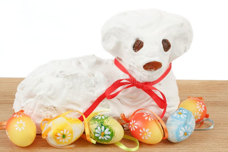 White Easter Lamb with Painted Eggs Stock Image Image of festival