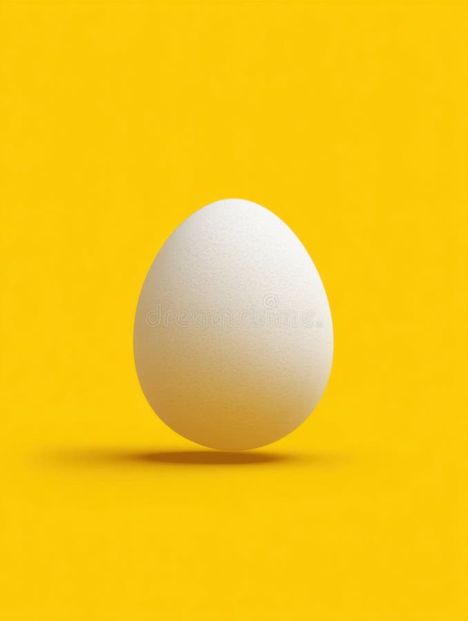 White Egg Centered on Bright Yellow Background Showcasing Simplicity and Elegance Generative AI stock photos