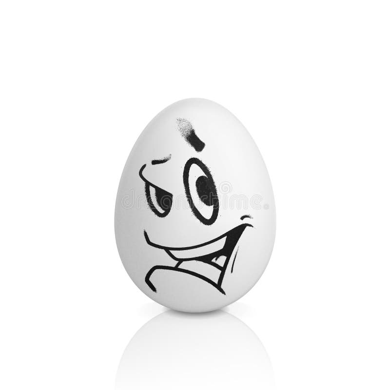 White Egg with Smiling Face Painted Spray Paint.Realistic Vector