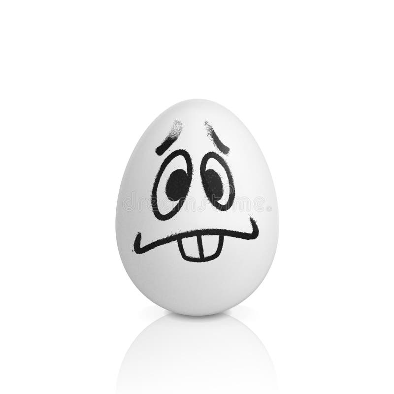 White Egg with Smiling Face Painted Spray Paint.Realistic Vector