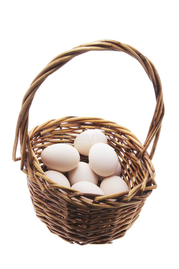White Eggs in Basket stock photo. Image of basket, still 4871830