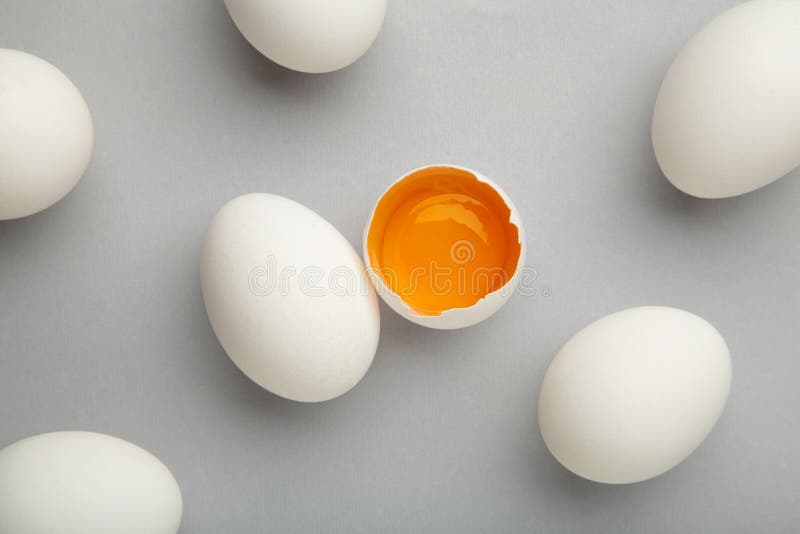 White Eggs and Egg Yolk on the Grey Background. Easter Concept Stock Photo Image of concept