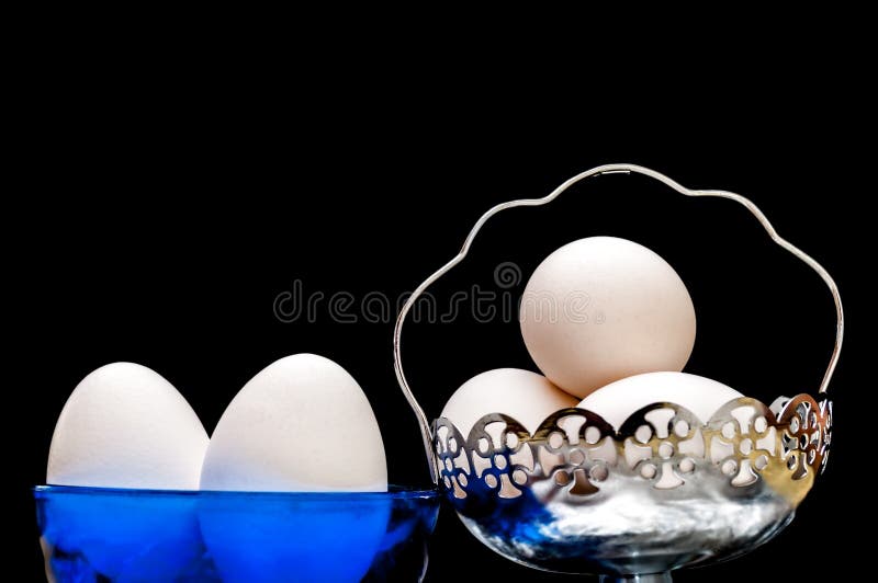 White Eggs In Glass Bowl, Basket, Front Lit, Isolated, Black Bg Stock Image Image of breakfast