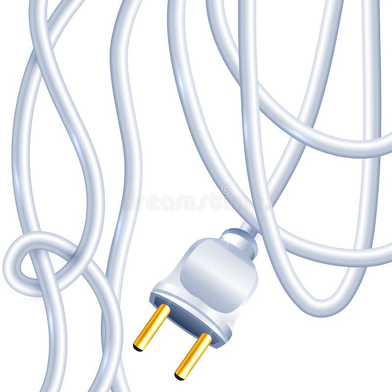 White electric plug and cables royalty free illustration