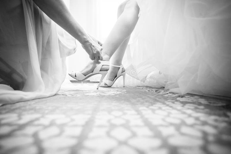 White and Elegant Bridal Shoes Stock Photo - Image of shoes, people ...