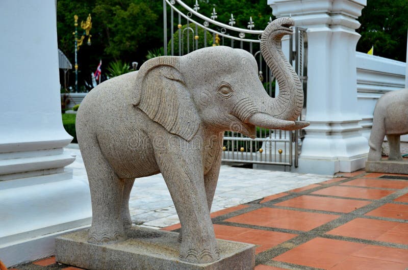 White Elephant Statue at Chantharangsee Temple, Ang Thong, Stock Photo ...