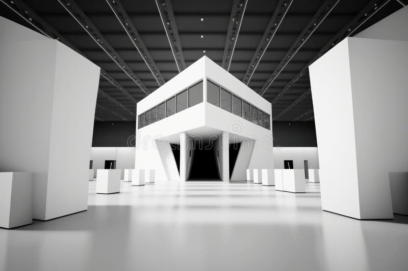White Empty Expo Hall Template for Product and Business Presentation. Created with Generative AI