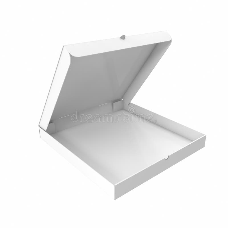 White Empty Pizza Box Isolated on White Background. 3d Illustration